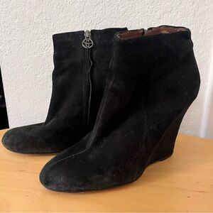 Sam Edelman Black Suede Wedge Ankle Boots Booties Size 9.5